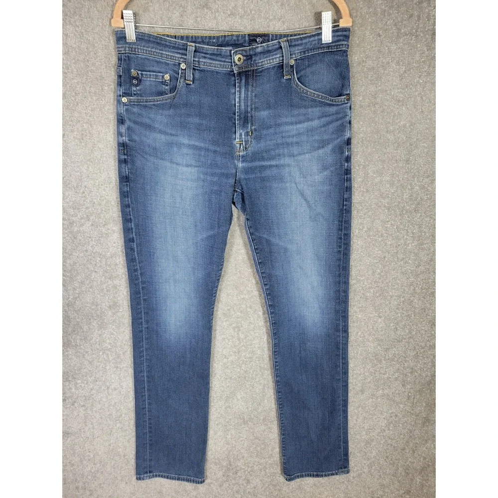 Adriano Goldschmied Slim Straight Jeans Mens Size 32x32 Blue Stretch Distressing